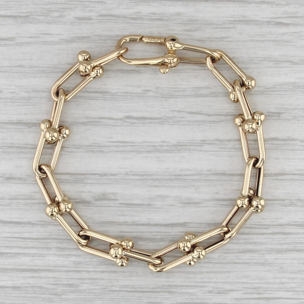 U Link Fancy Cable Chain Bracelet 18k Yellow Gold 5.75" 7.5mm