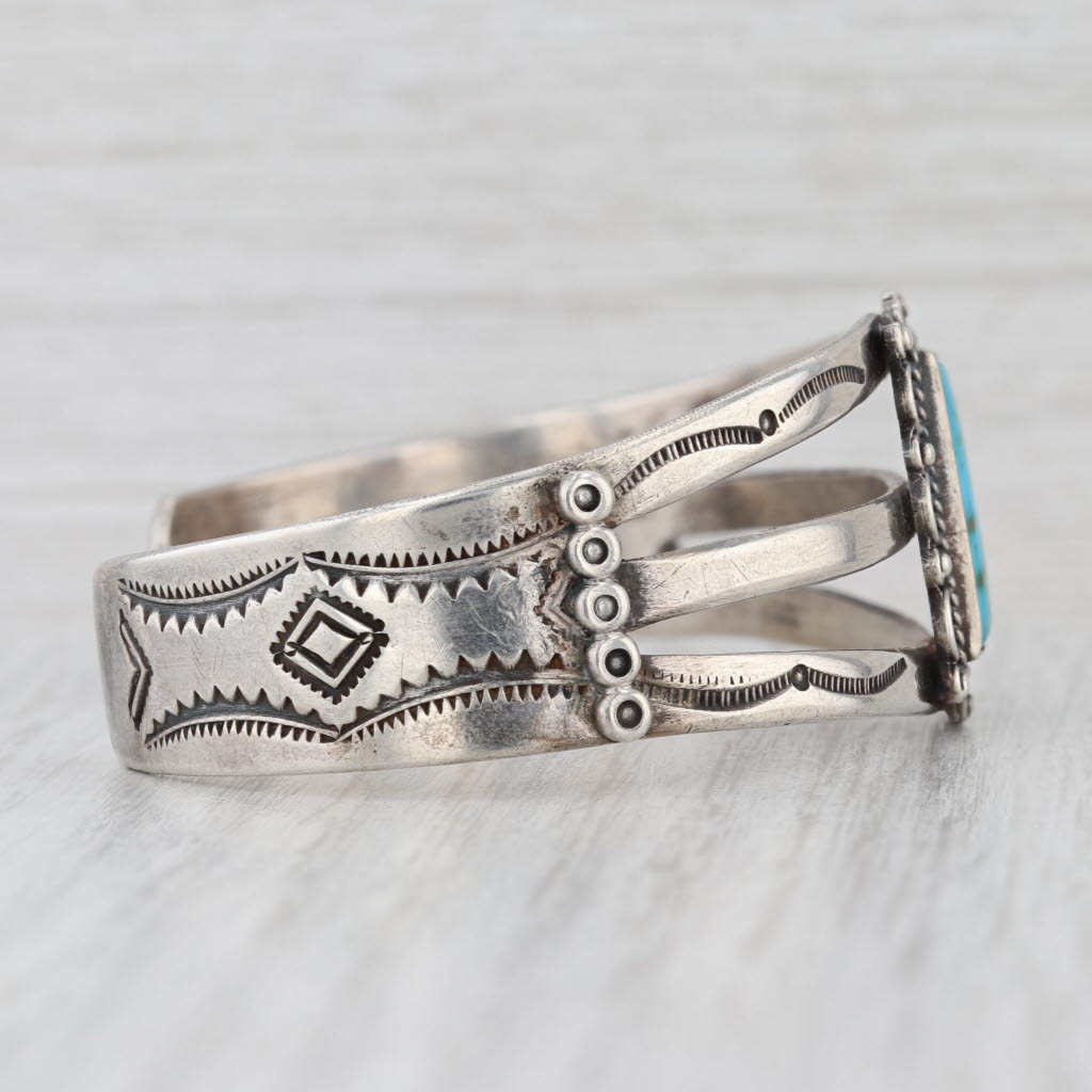 Vintage Native American Cuff Bracelet Stamped Sterling Silver 6.5"