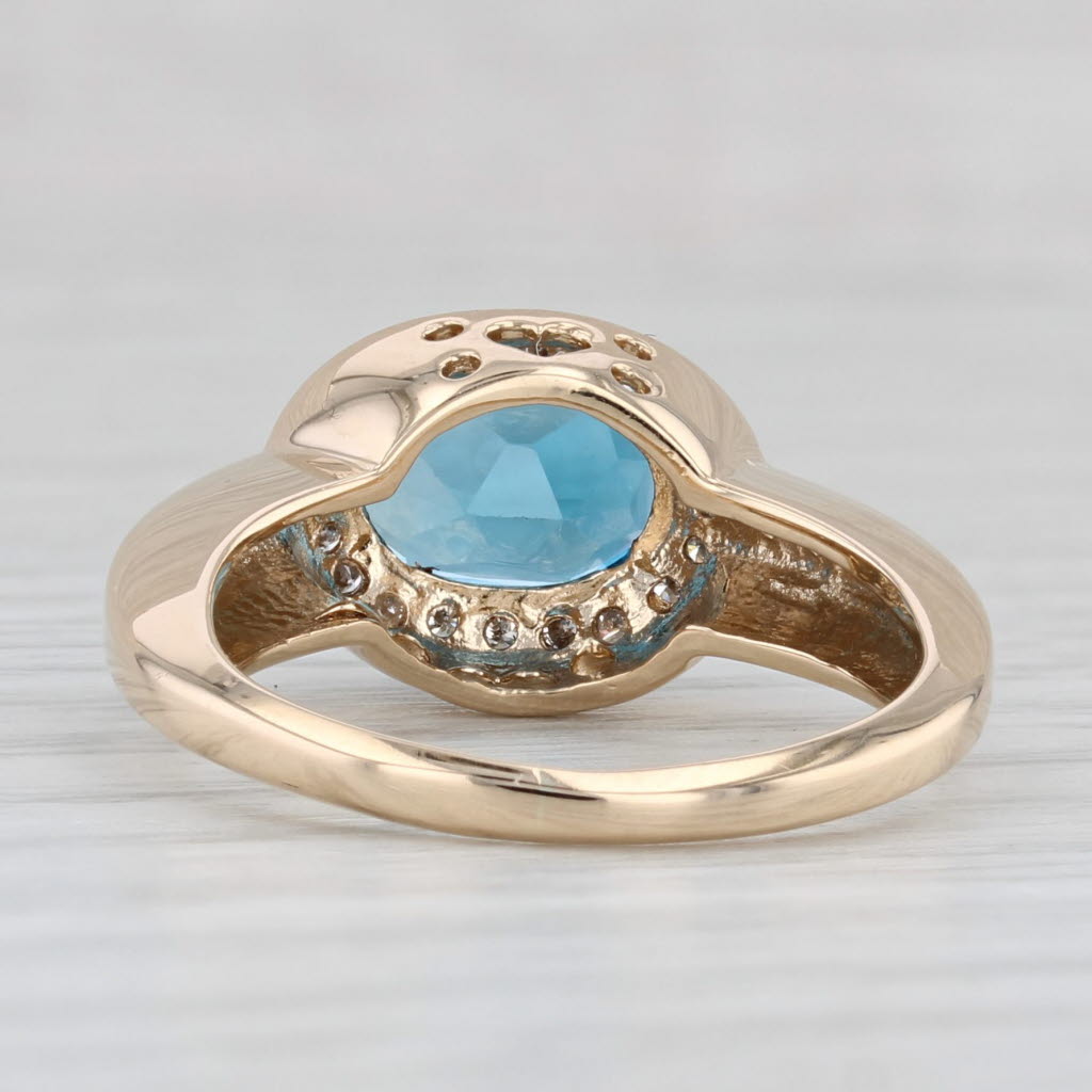 Light Gray 2.36ctw London Blue Topaz Diamond Halo Ring 14k Yellow Gold Size 6