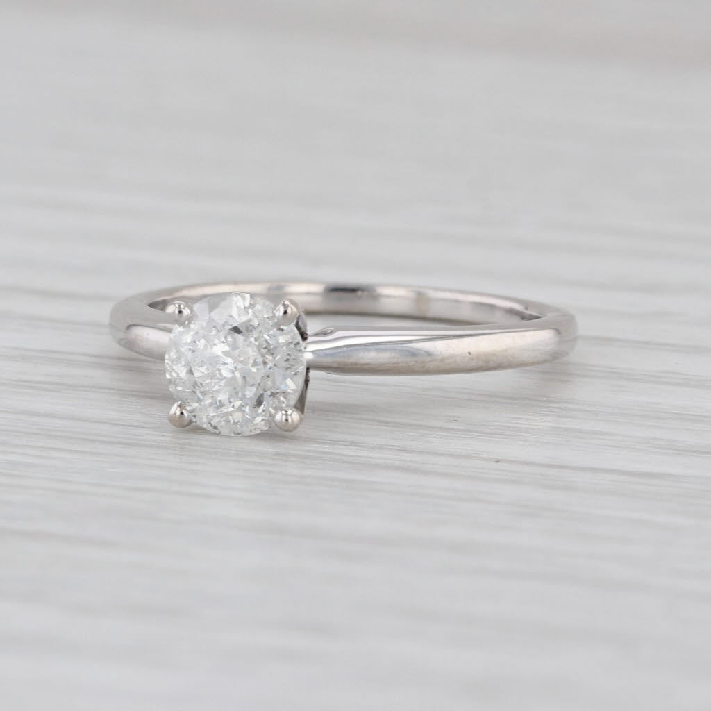 0.96ct Round Diamond Solitaire Engagement Ring 10k White Gold Size 7