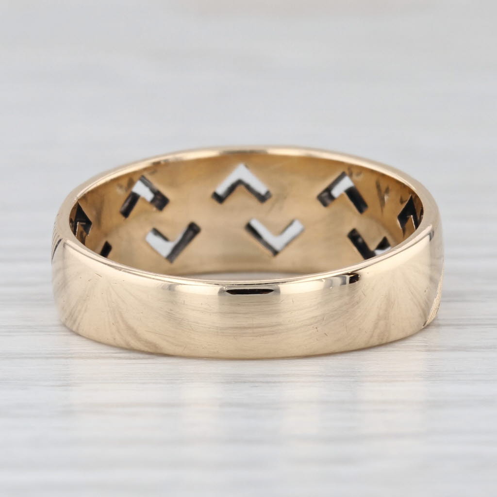 Lattice Work Cross Hatch Cross Ring 14k Yellow Gold Size 11-11.25 Men's Band