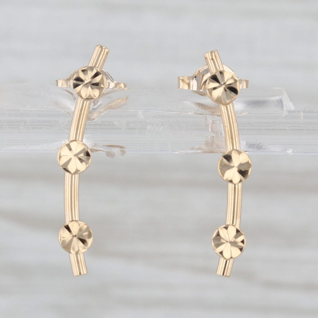 Drop Bar Earrings 18k Yellow Gold Circle Pattern