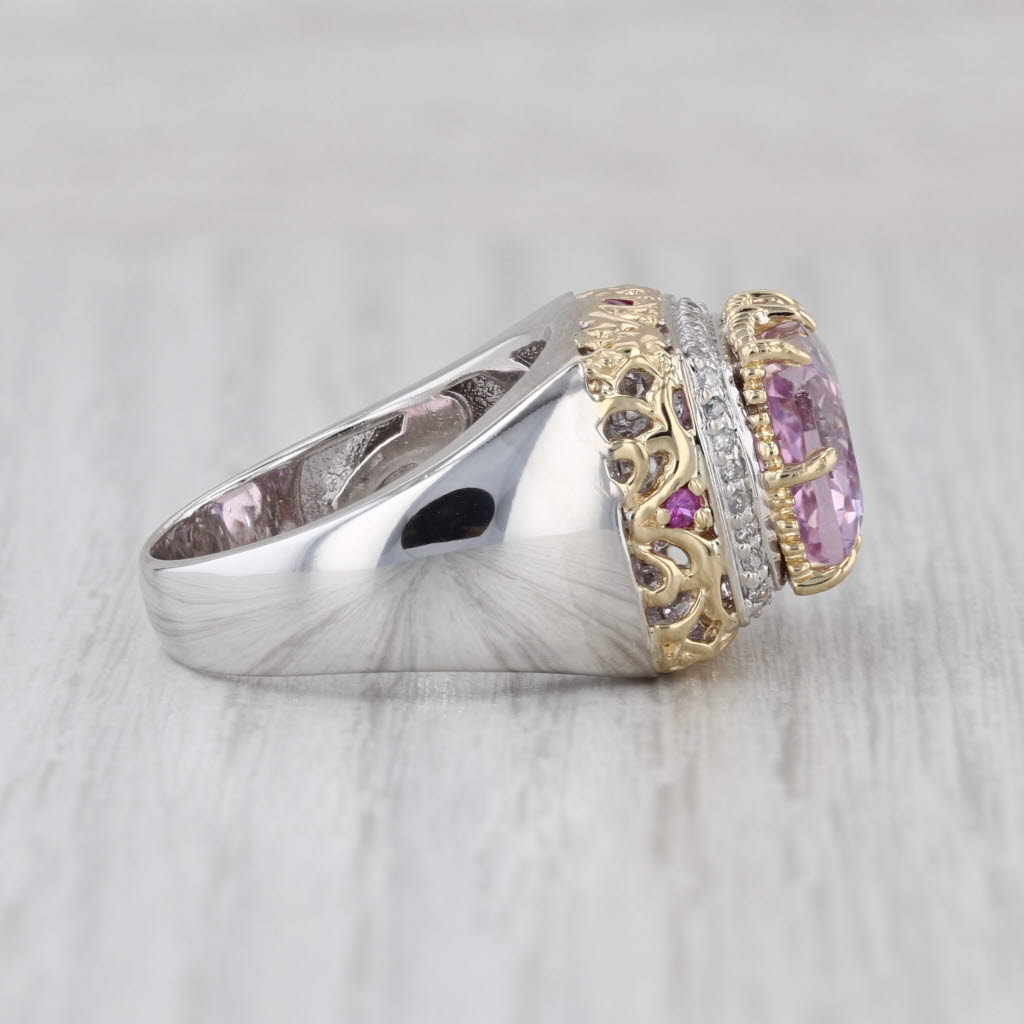 8.18ctw Pink Kunzite Sapphire Diamond Halo Ring 14k Yellow White Gold Size 9