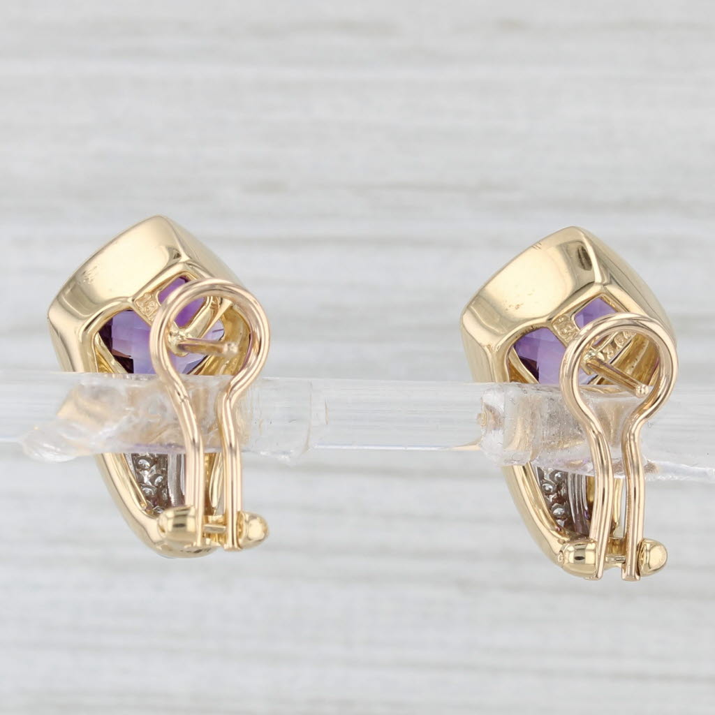 Light Gray 4.20ctw Amethyst Diamond Drop Earrings 18k Yellow Gold Omega Backs