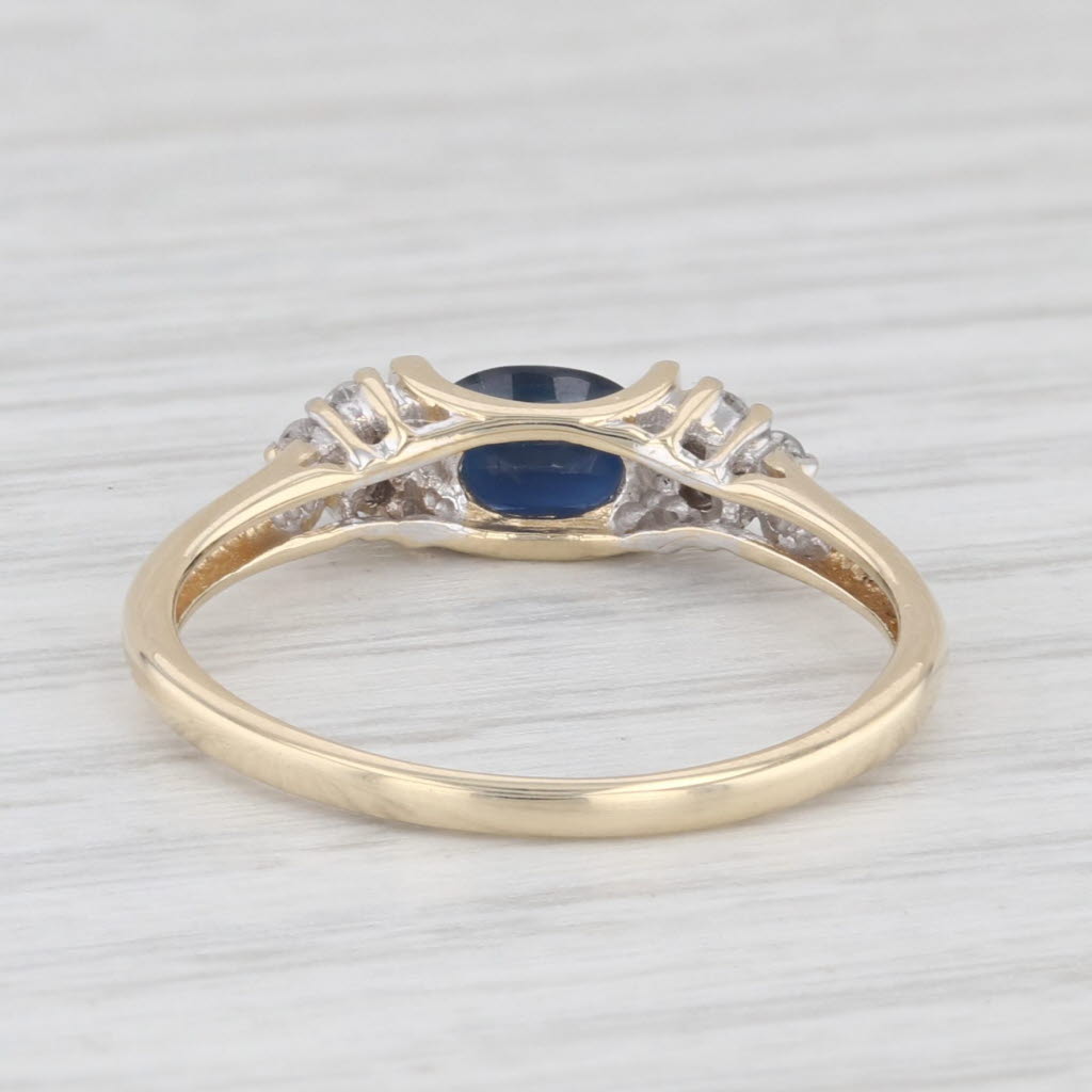 Light Gray 0.70ctw Blue Sapphire Diamond Ring 14k Yellow Gold Size 7 Stackable