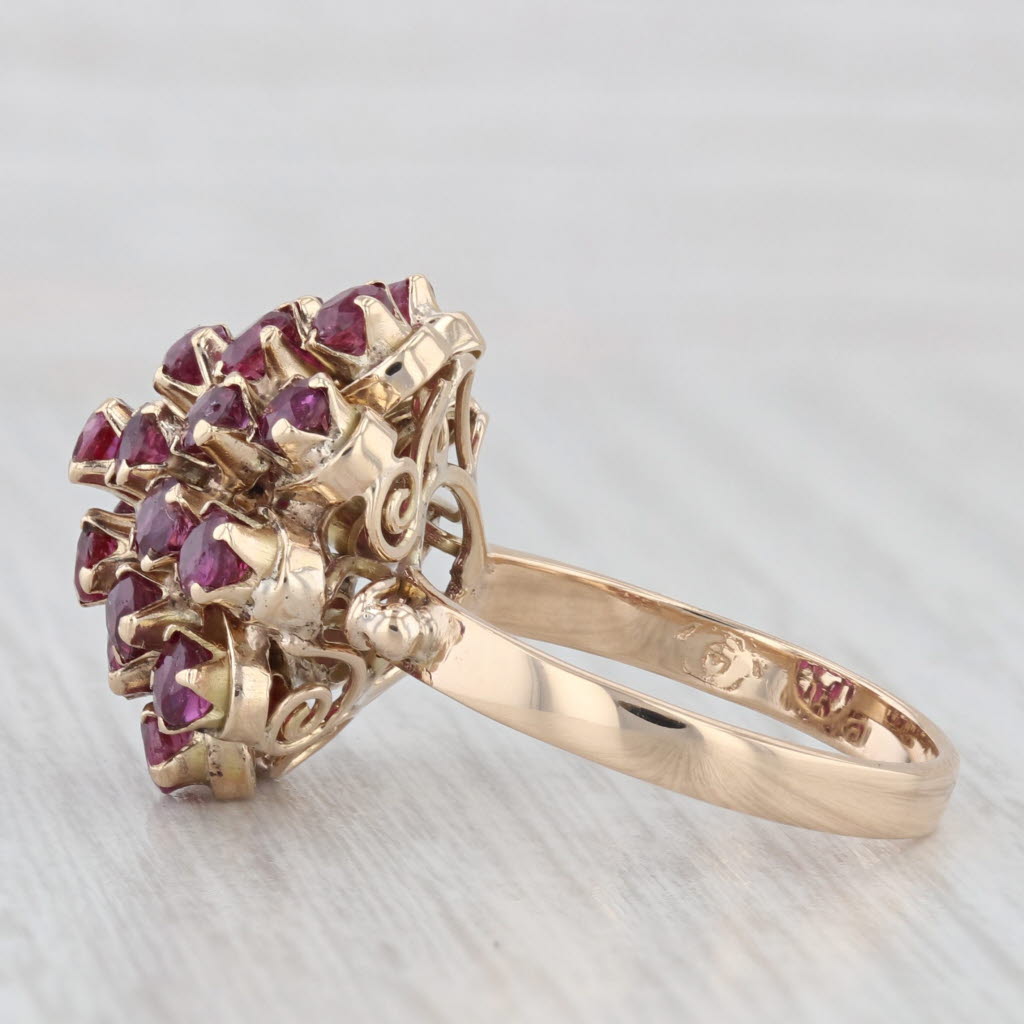 Light Gray 2.70ctw Ruby Flower Cluster Ring 14k Yellow Gold Size 6.75