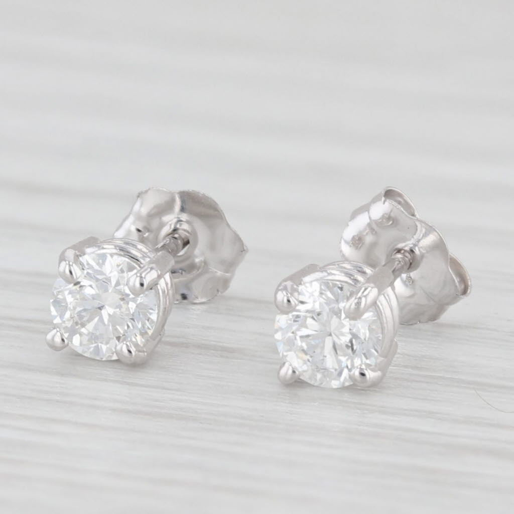 Light Gray New 0.40ctw Diamond Stud Earrings 14k White Gold Round Solitaire Studs