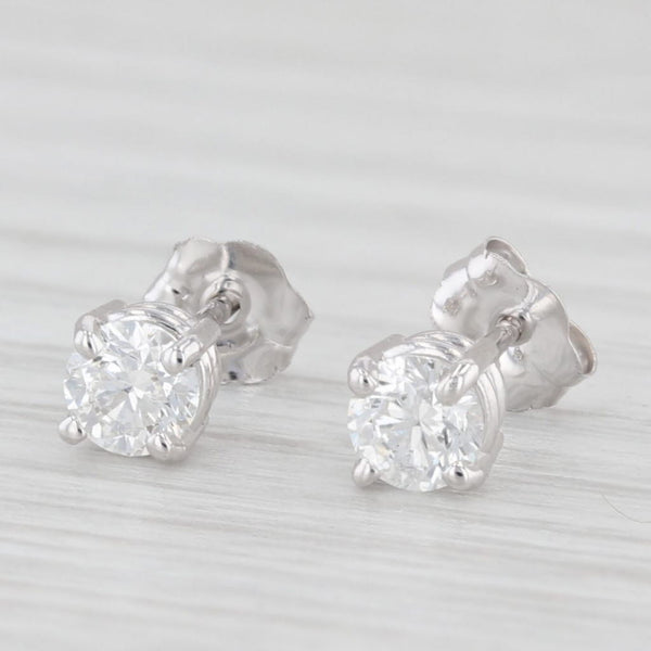 New 0.40ctw Diamond Stud Earrings 14k White Gold Round Solitaire Studs