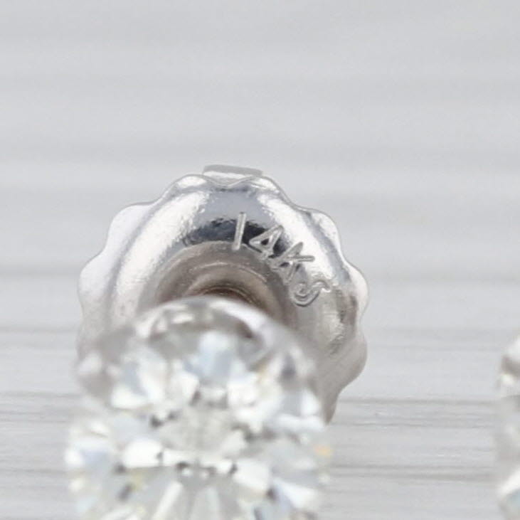 0.90ctw VS2 Round Diamond Stud Earrings 14k White Gold Solitaire Studs