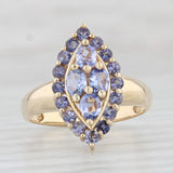 Light Gray 1.35ctw Marquise Tanzanite Cluster Ring 10k Yellow Gold Size 7