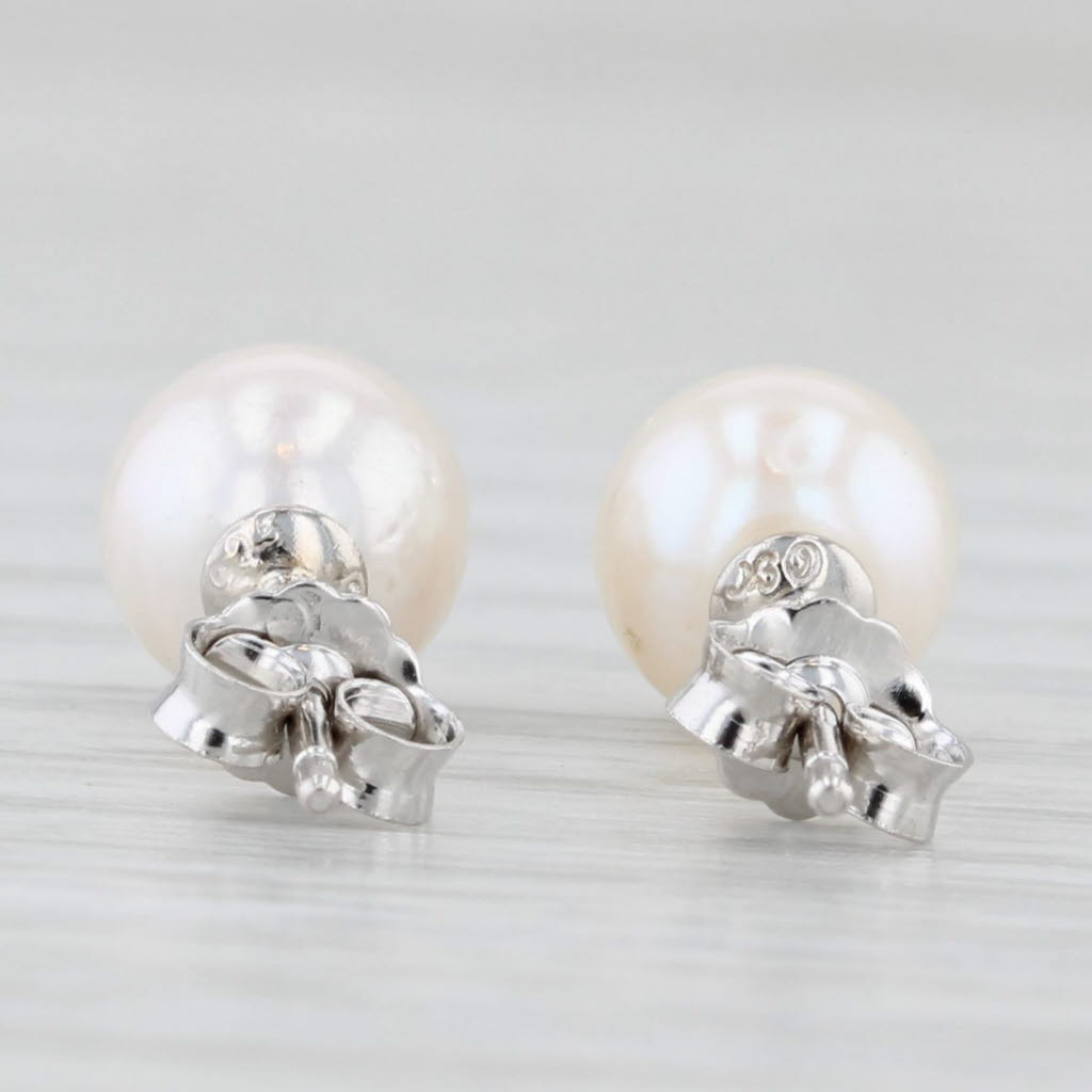 Light Gray New Cultured Pearl Stud Earrings 14k Sterling Silver 6-6.5mm