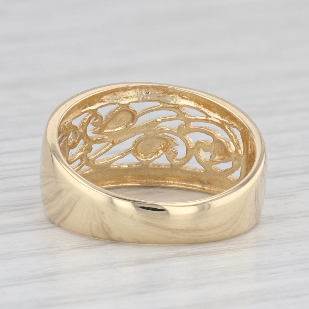 Light Gray Floral Openwork Band 18k Yellow Gold Size 5.75 Ring