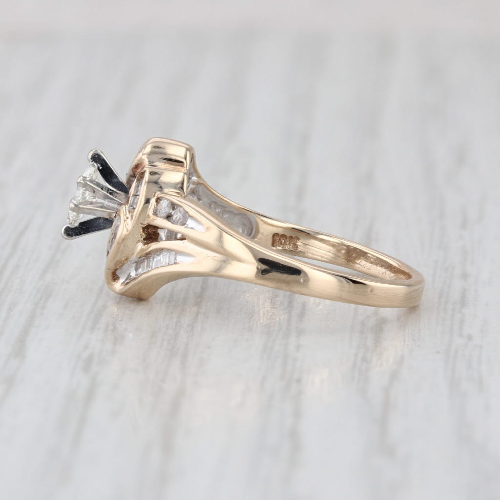 0.29ctw Marquise Diamond Bypass Engagement Ring 10k Yellow Gold Size 7