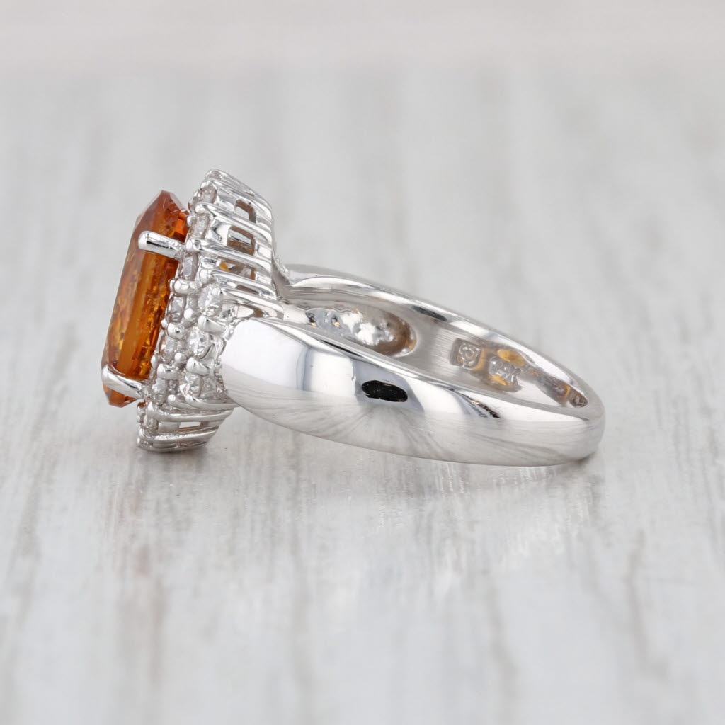 2.83ctw Oval Citrine Diamond Halo Ring 14k White Gold Size 5.25