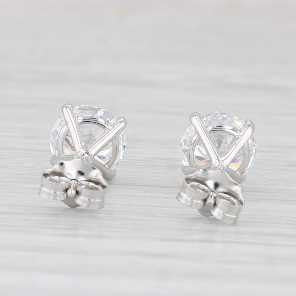 Light Gray New 2.08ctw Lab Created Diamond Stud Earrings 14k White Gold Round Solitaires