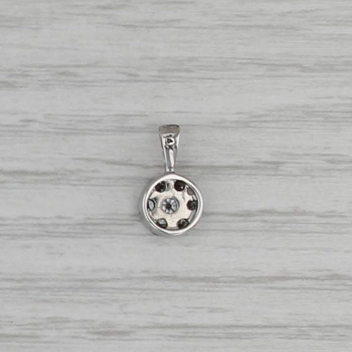 Diamond Cluster Pendant 14k White Gold Small Round Drop