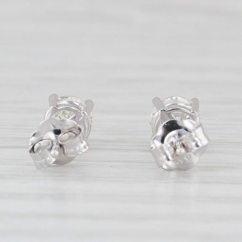 New 0.55ctw Diamond Stud Earrings 14k White Gold Round Solitaire Studs