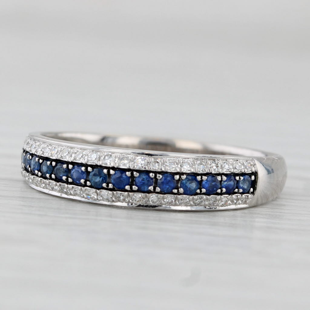 Light Gray Effy 0.41ctw Sapphire Diamond Ring 14k White Gold Wedding Band Sz 9.25 Stackable