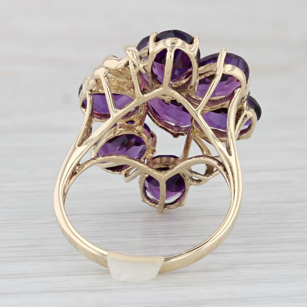 Light Gray 9.40ctw Amethyst Cluster Ring 10k Yellow Gold Size 9 Cocktail