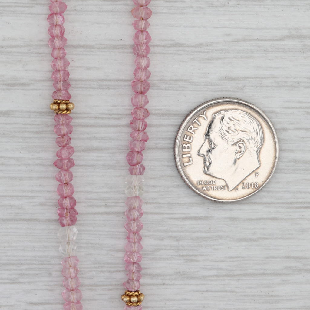 New Nina Wynn Harmony Necklace Pink Topaz Bead Gold Vermeil Sterling Long