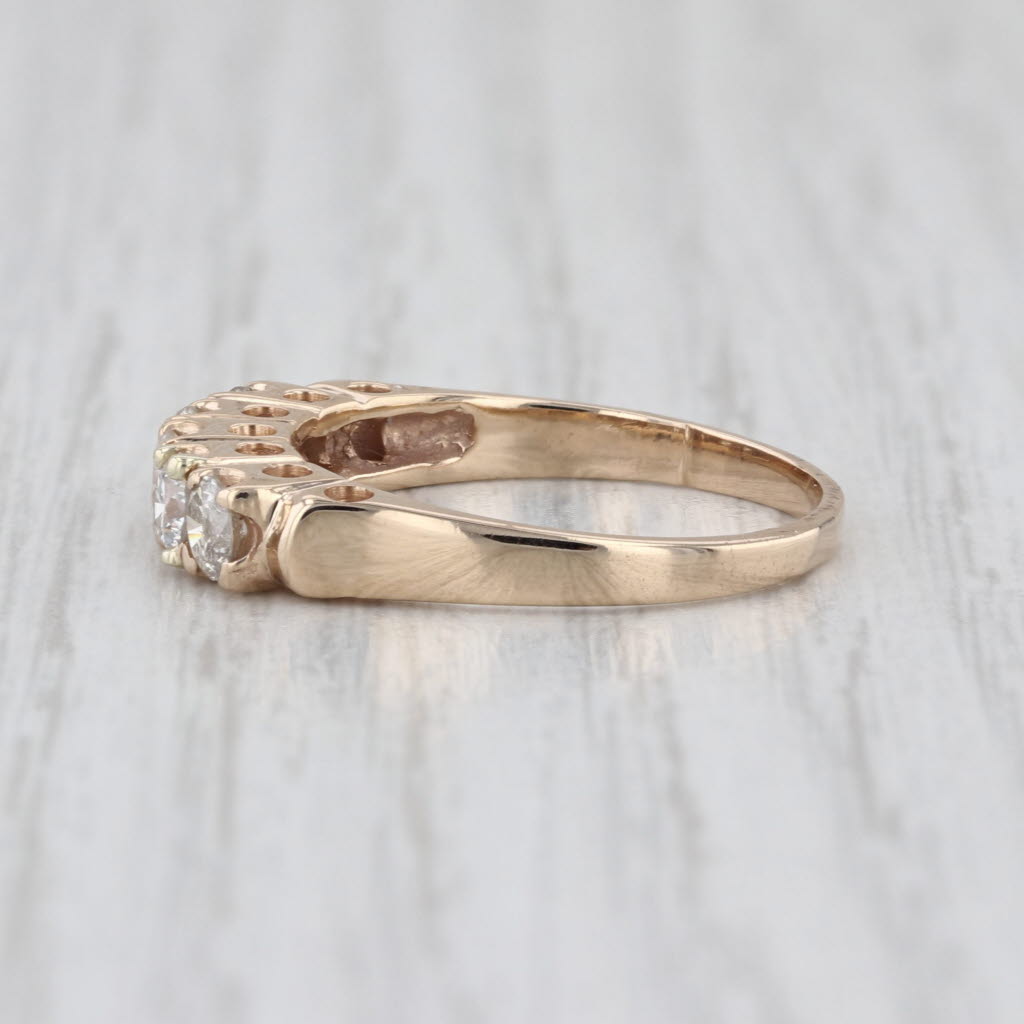 0.70ctw Diamond 5 Stone Ring 14k Yellow Gold Wedding Anniversary Band Size 7
