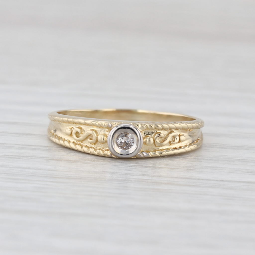 Diamond Solitaire Ring 14k Yellow Gold Size 7.5 Stackable Band