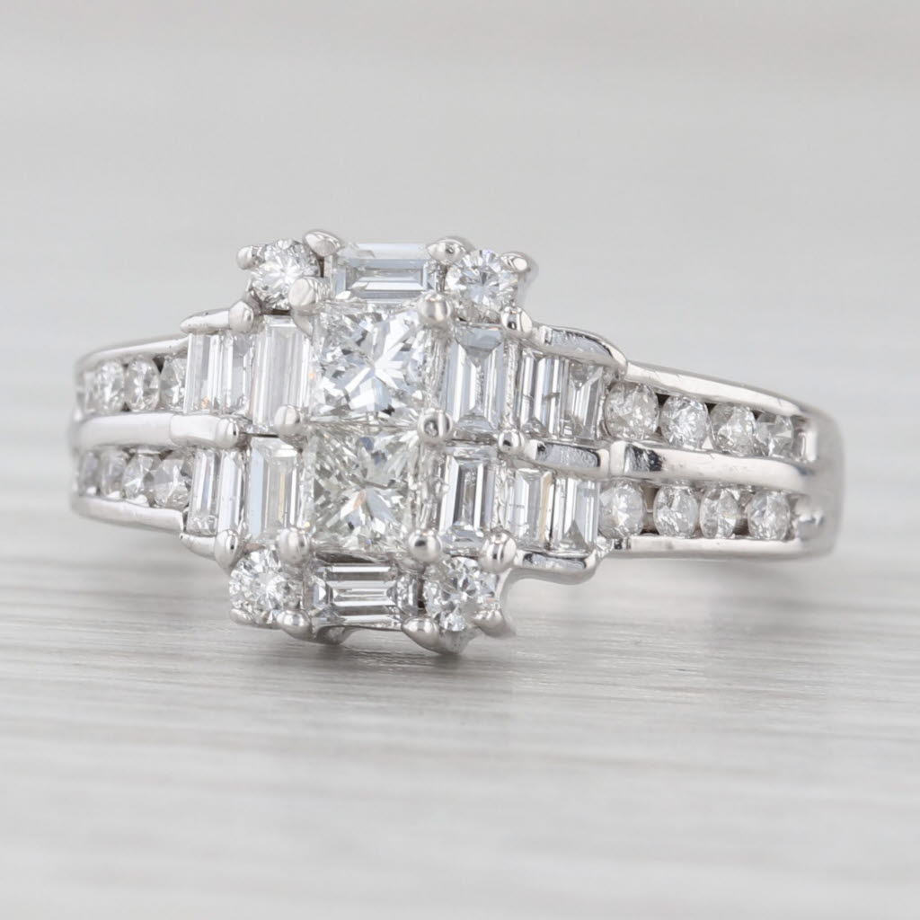 Light Gray 0.98ctw Diamond Engagement Ring 14k White Gold Size 4.25