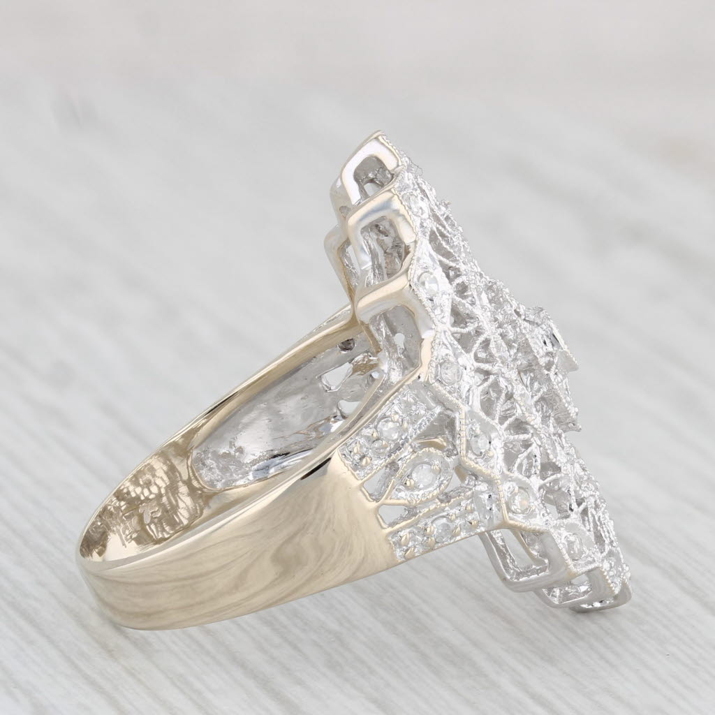 Light Gray 0.25ctw Diamond Filigree Ring 18k Gold Size 7.5 Cocktail