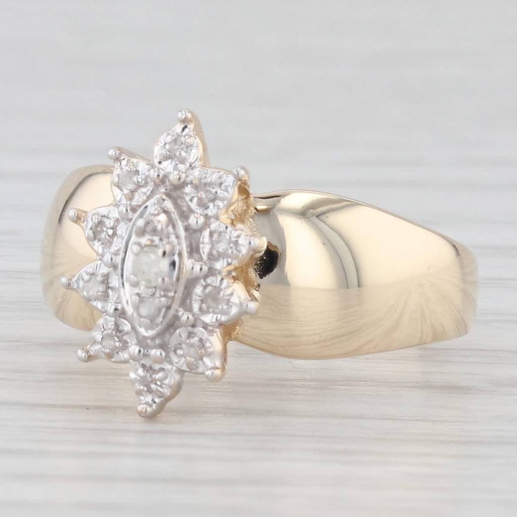 Light Gray Diamond Cluster Ring 10k Yellow Gold Size 5.75