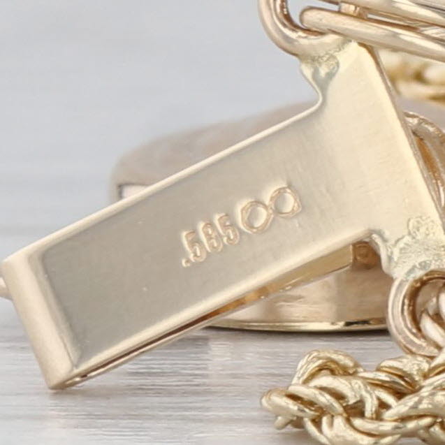 Double Rope Chain Slide Charm Starter Bracelet 14k Yellow Gold 6" 1.5mm