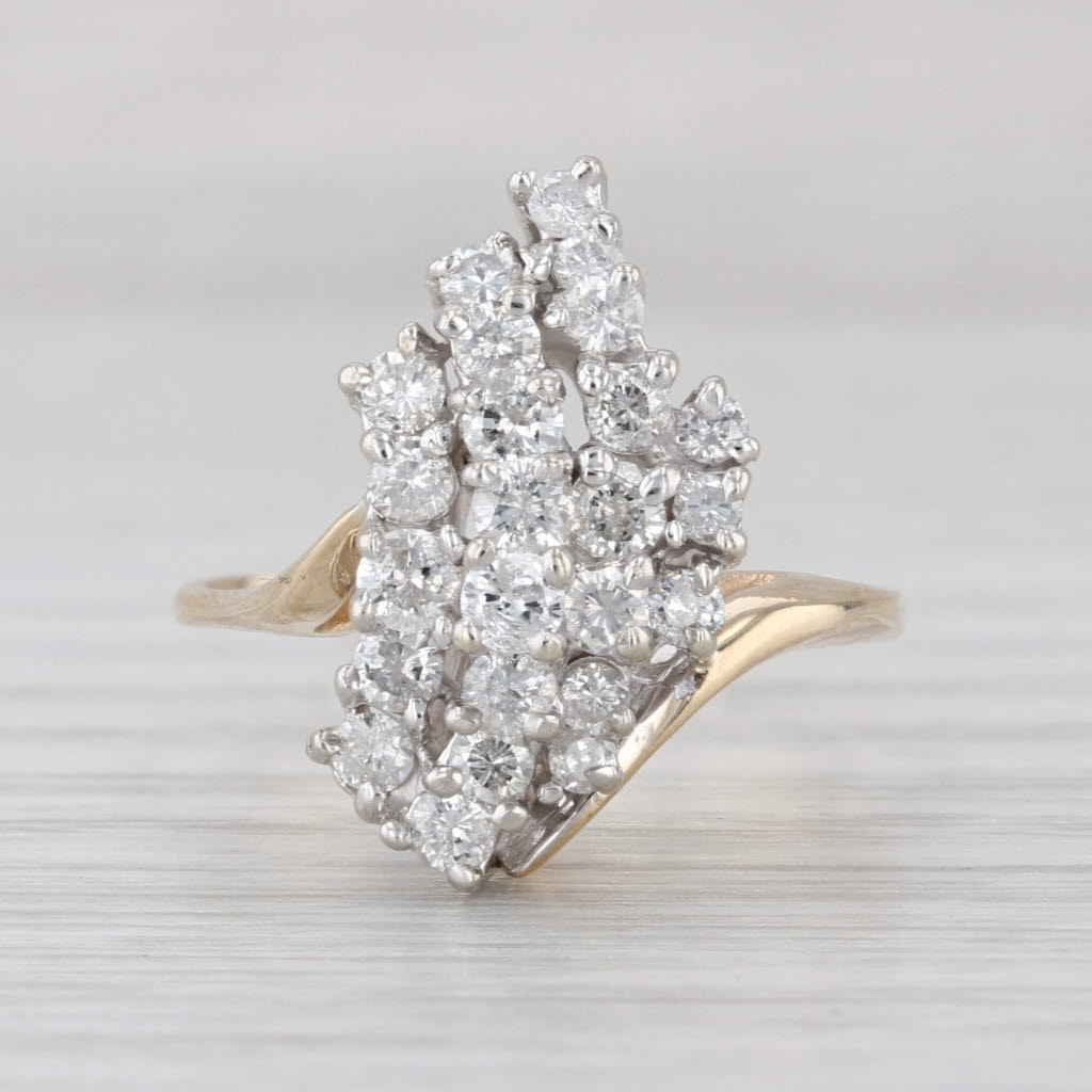 0.78ctw Diamond Cluster Ring 14k Yellow White Gold Cocktail