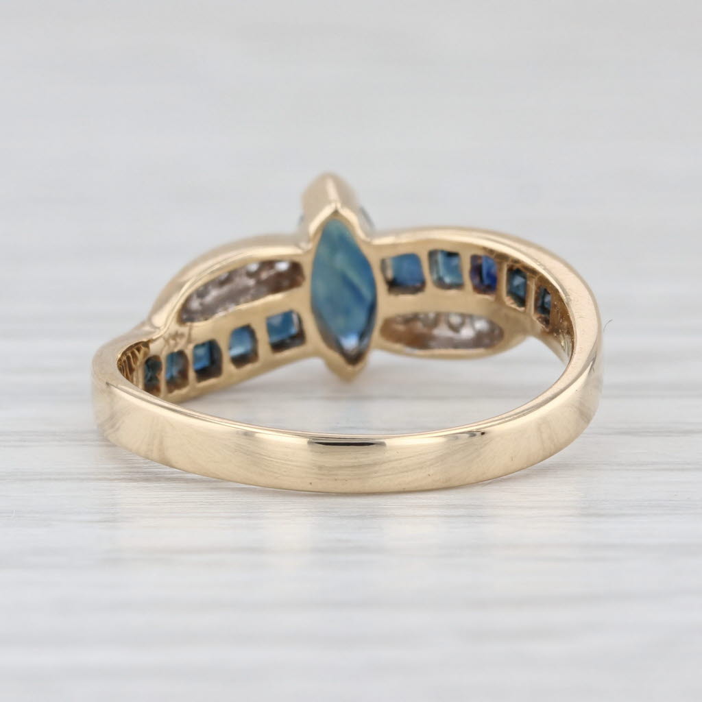 0.95ctw Blue Sapphire Diamond Ring 14k Yellow Gold Size 6.5