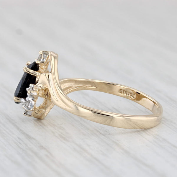 Light Gray 0.99ctw Lab Created Sapphire Diamond Ring 14k Gold Teardrop Bypass Size 7.25