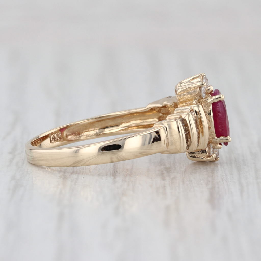 1.42ctw Oval Ruby Diamond Ring 14k Yellow Gold Size 8