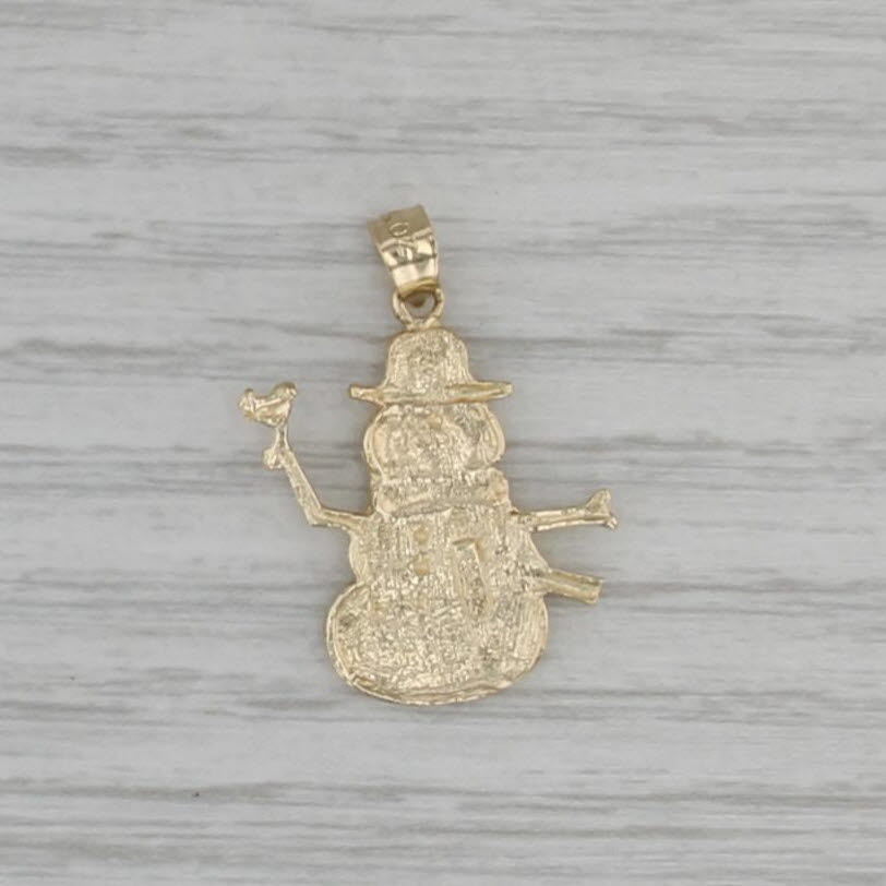 Snowman Pendant 14k Yellow Gold Holiday Jewelry