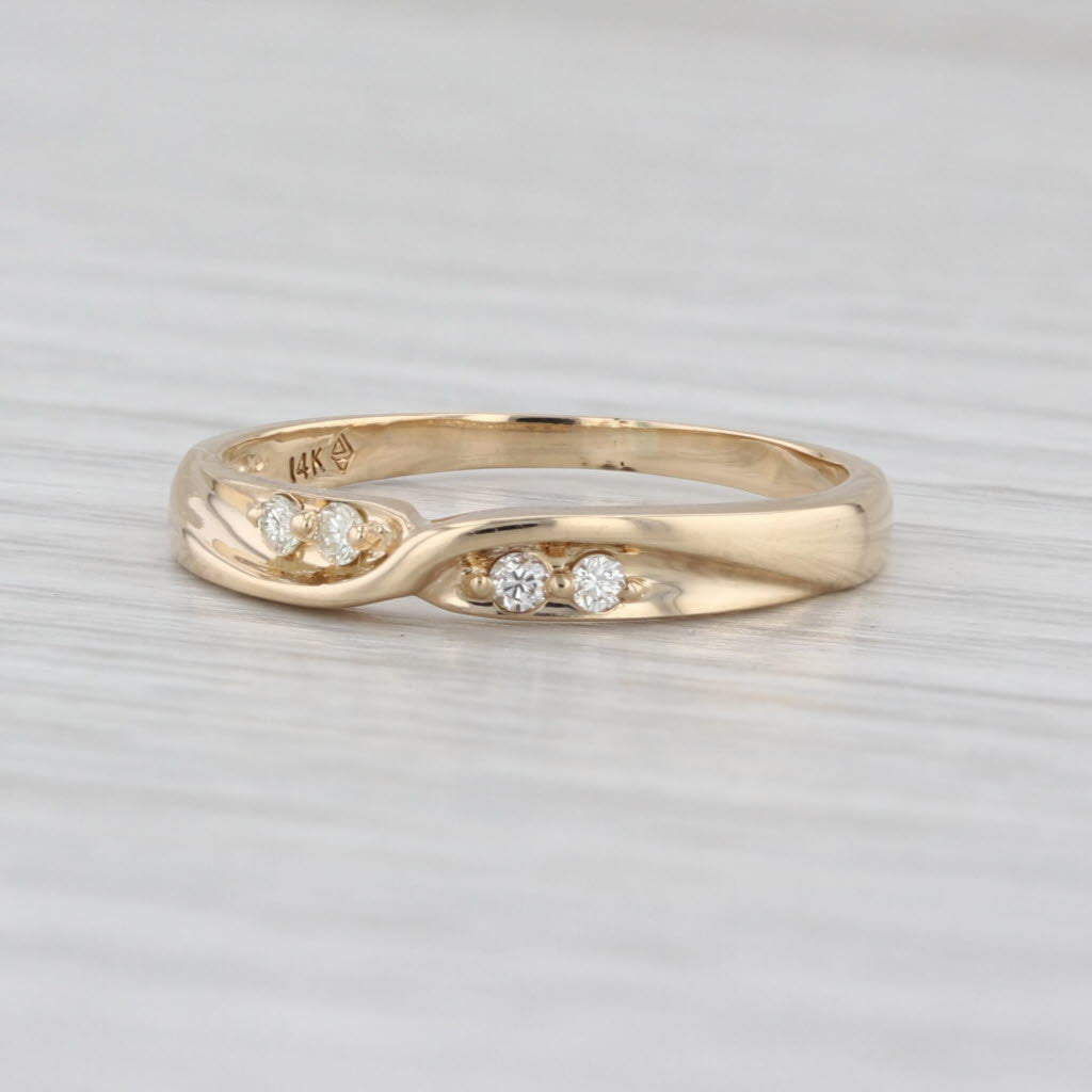 Diamond Crossover Wedding Band 14k Yellow Gold Size 7 Stackable Ring