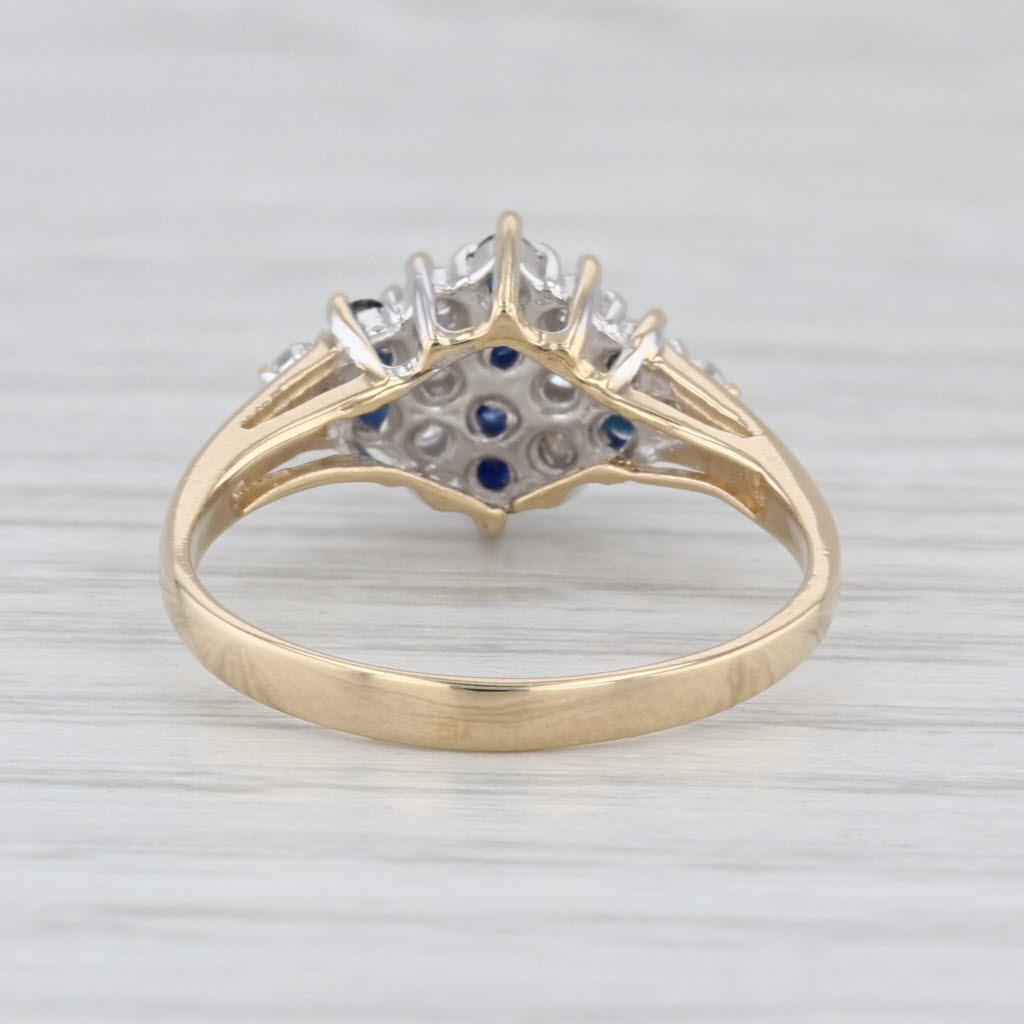 0.47ctw Blue Sapphire Diamond Cluster Ring 14k Yellow Gold Size 7