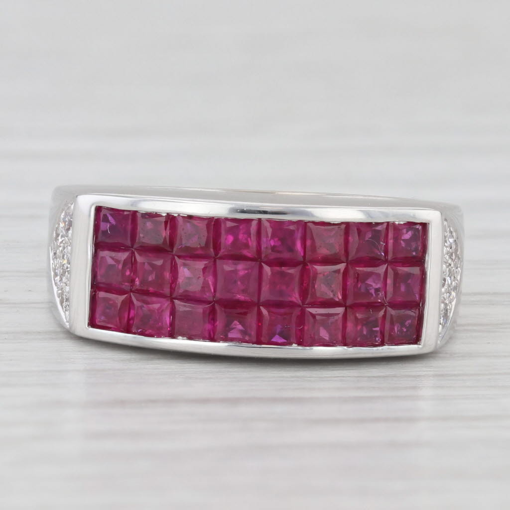 Light Gray 1.38ctw Ruby Diamond Ring 18k White Gold Size 7-7.25