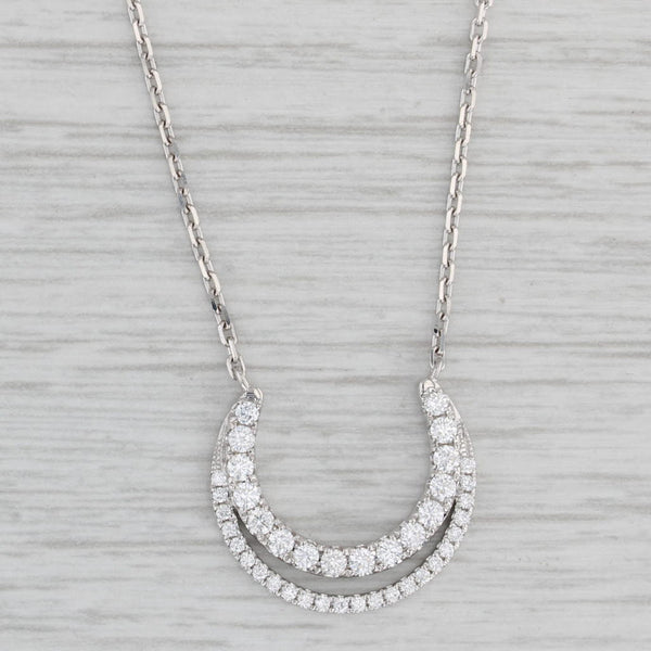 New 0.50ctw Diamond Crescent Moon Pendant Necklace 14k Gold 17-18" Cable Chain