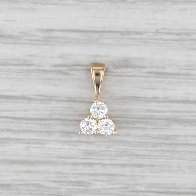 0.25ctw Diamond 3-Stone Small Drop Pendant 14k Yellow Gold