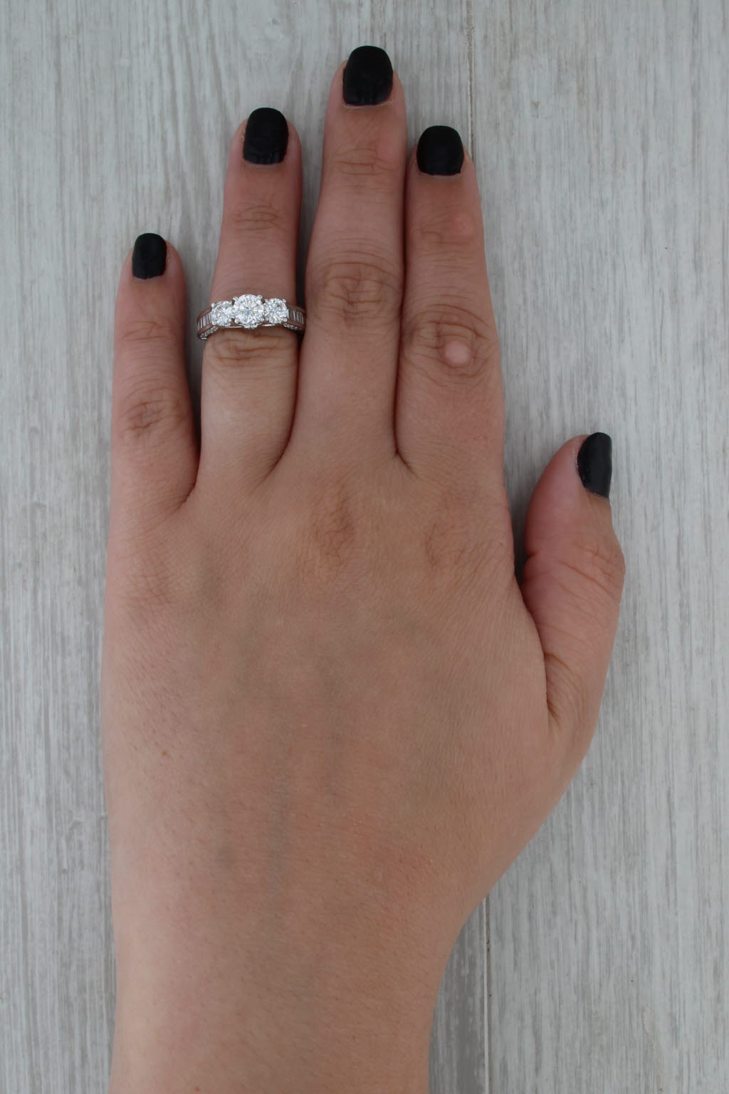 2.36ctw Round Brilliant 3-Stone Engagement 14k White Gold Size 5