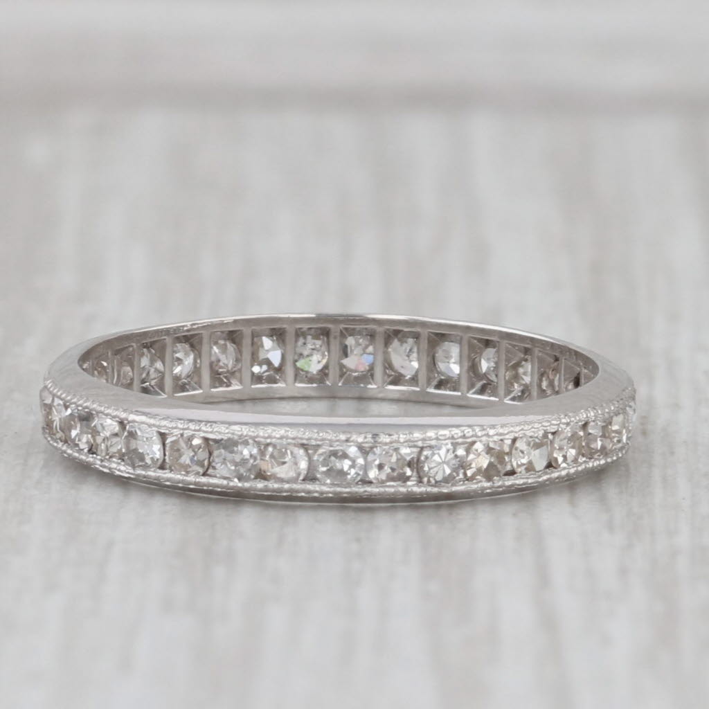 Antique 0.50ctw Diamond Eternity Band Platinum Anniversary Wedding Ring Size 6.5