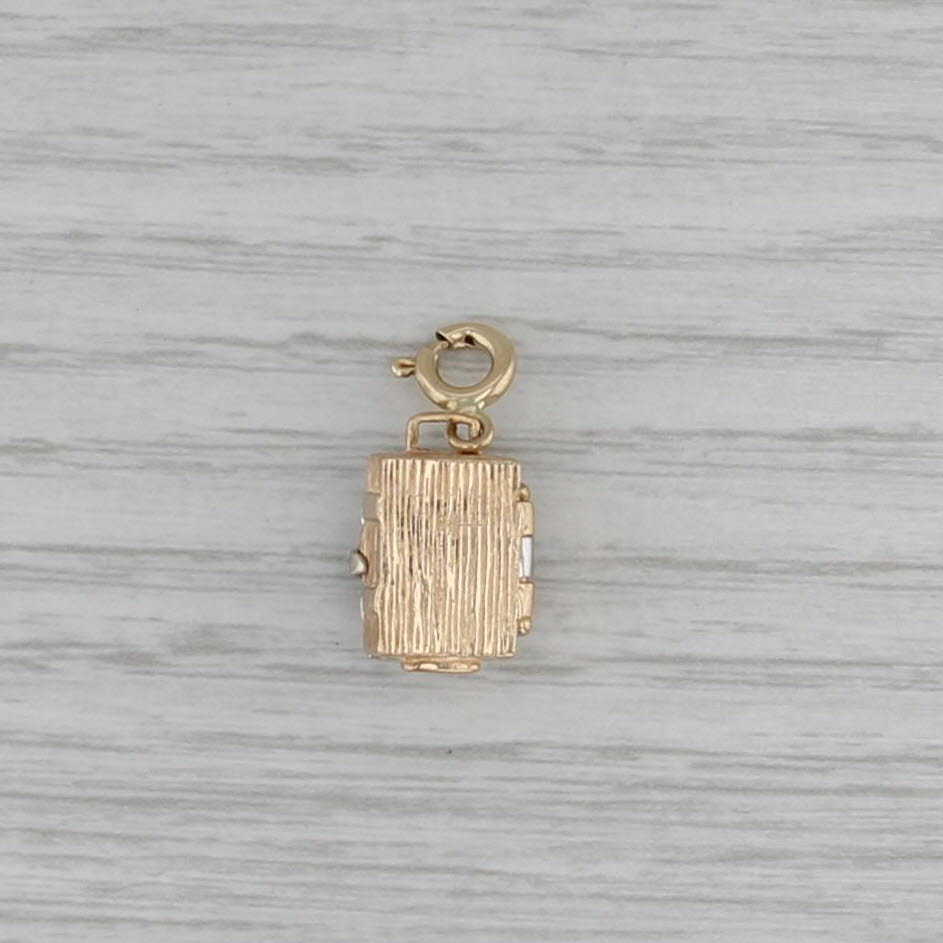 British Treasure Chest Charm 14k Yellow White Gold Opens Pound Coin Bags Pendant