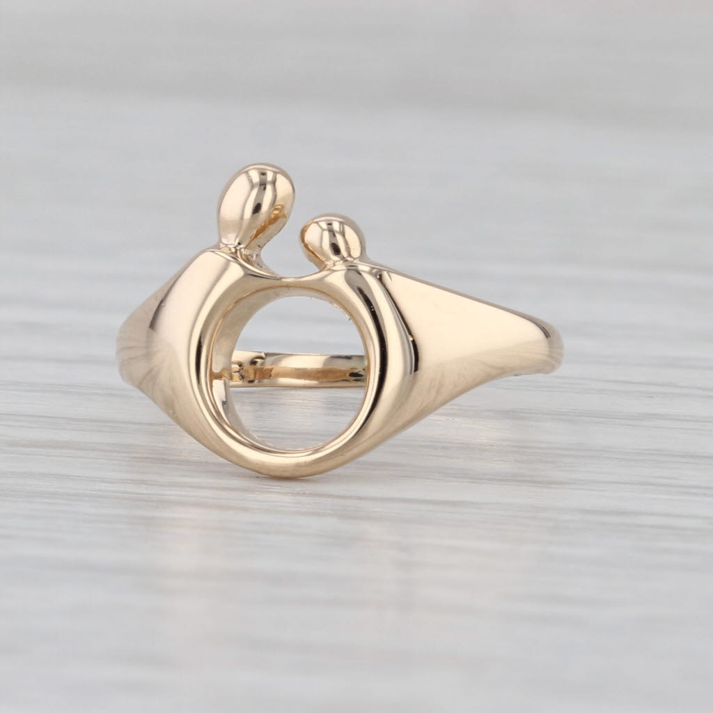Mother & Child Ring 14k Yellow Gold Keepsake Size 6.25