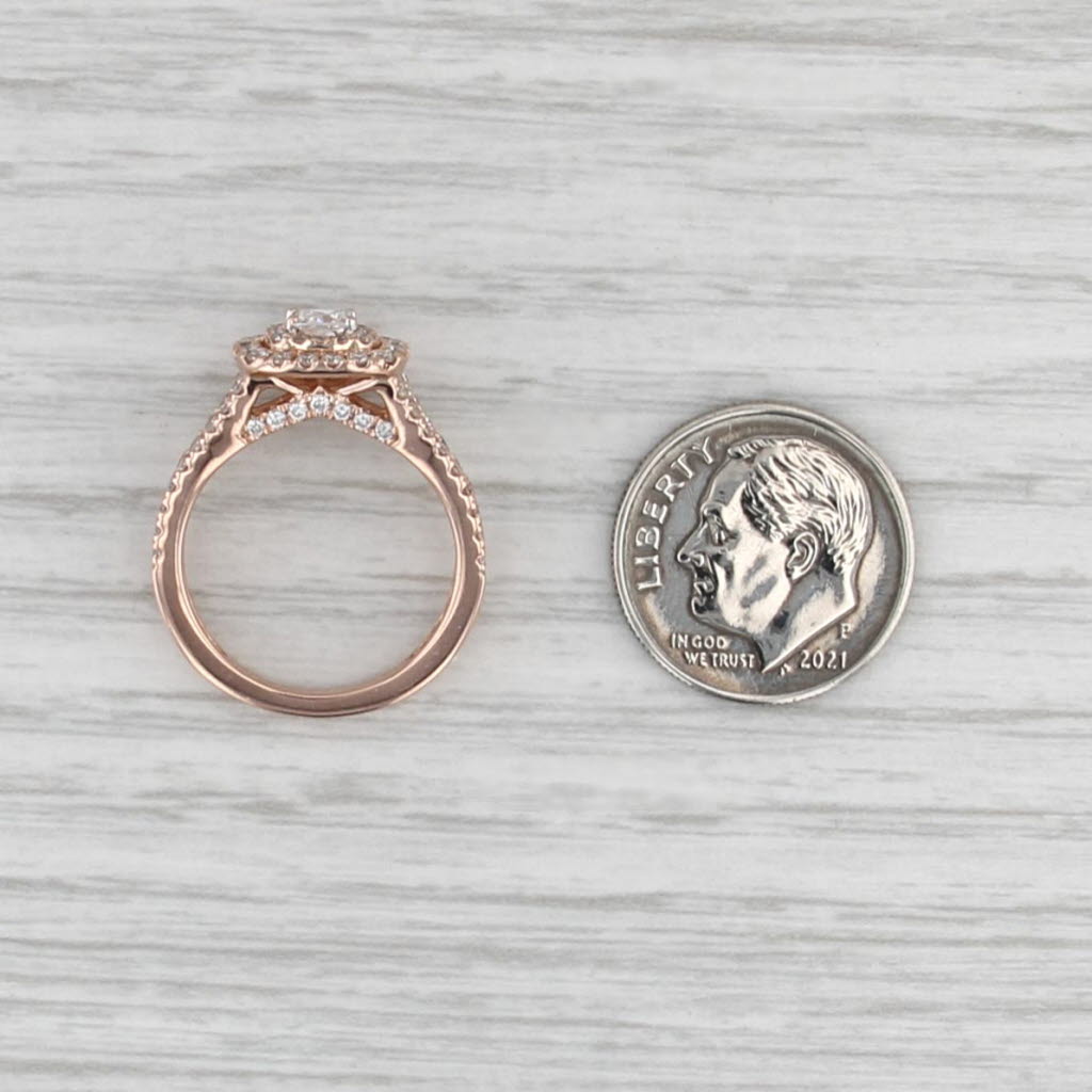 0.95ctw Lab Grown Princess Diamond Halo Engagement Ring 14k Rose Gold Size 5