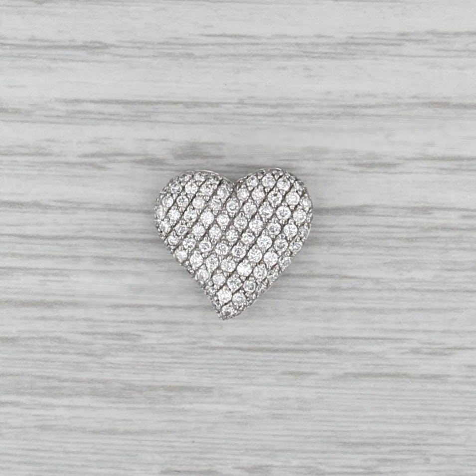 1ctw Diamond Puffy Heart Pendant 14k White Gold
