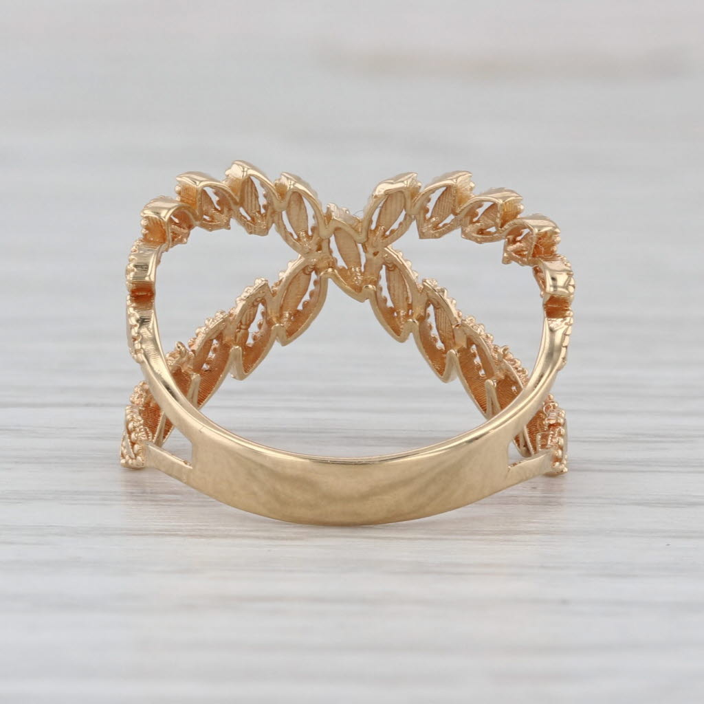 Fancy X Cross Over Double Band Ring 18k Yellow Gold Statement