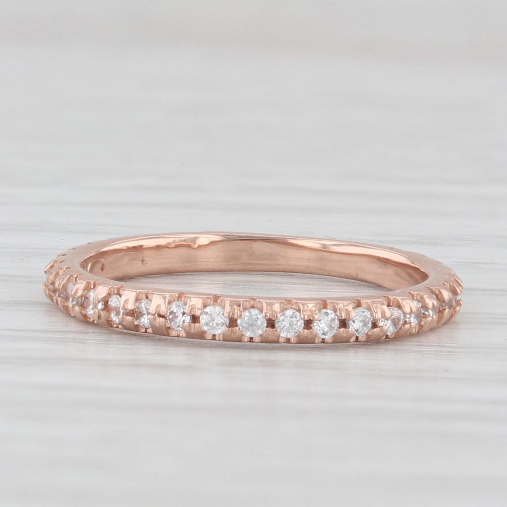 Light Gray 0.16ctw Cubic Zirconia Wedding Band 14k Rose Gold Size 4.25 Ring Stackable