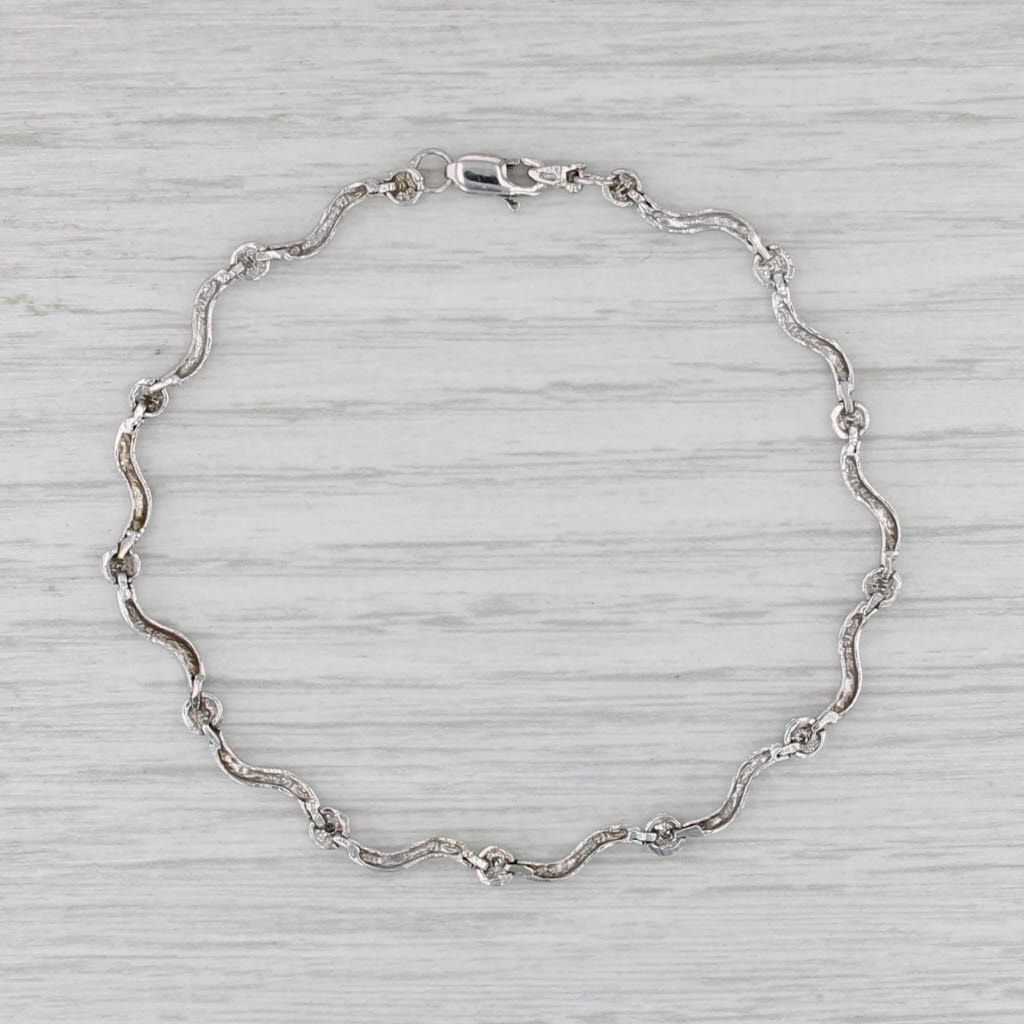 Diamond Bar Link Tennis Bracelet 10k White Gold 7.25"