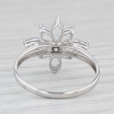 Light Gray 1.50ctw Aquamarine Flower Cluster Ring 10k White Gold Size 7.25